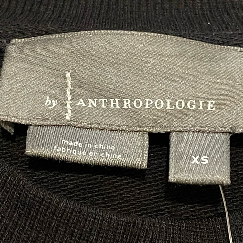 Anthropologie Top Long Sleeve Tule Sleeve Size XS cree neck Black - Picture 3 of 4
